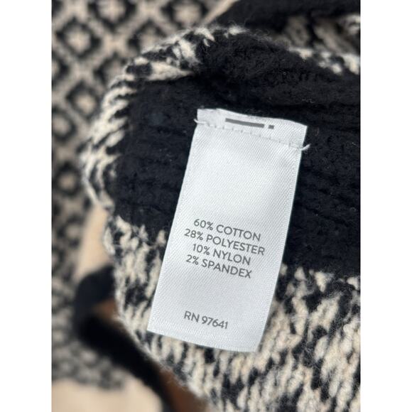 J. Jill Sweater Womens Large Black Beige Pullover Mock Neck Cotton Blend Slit - Picture 6 of 14